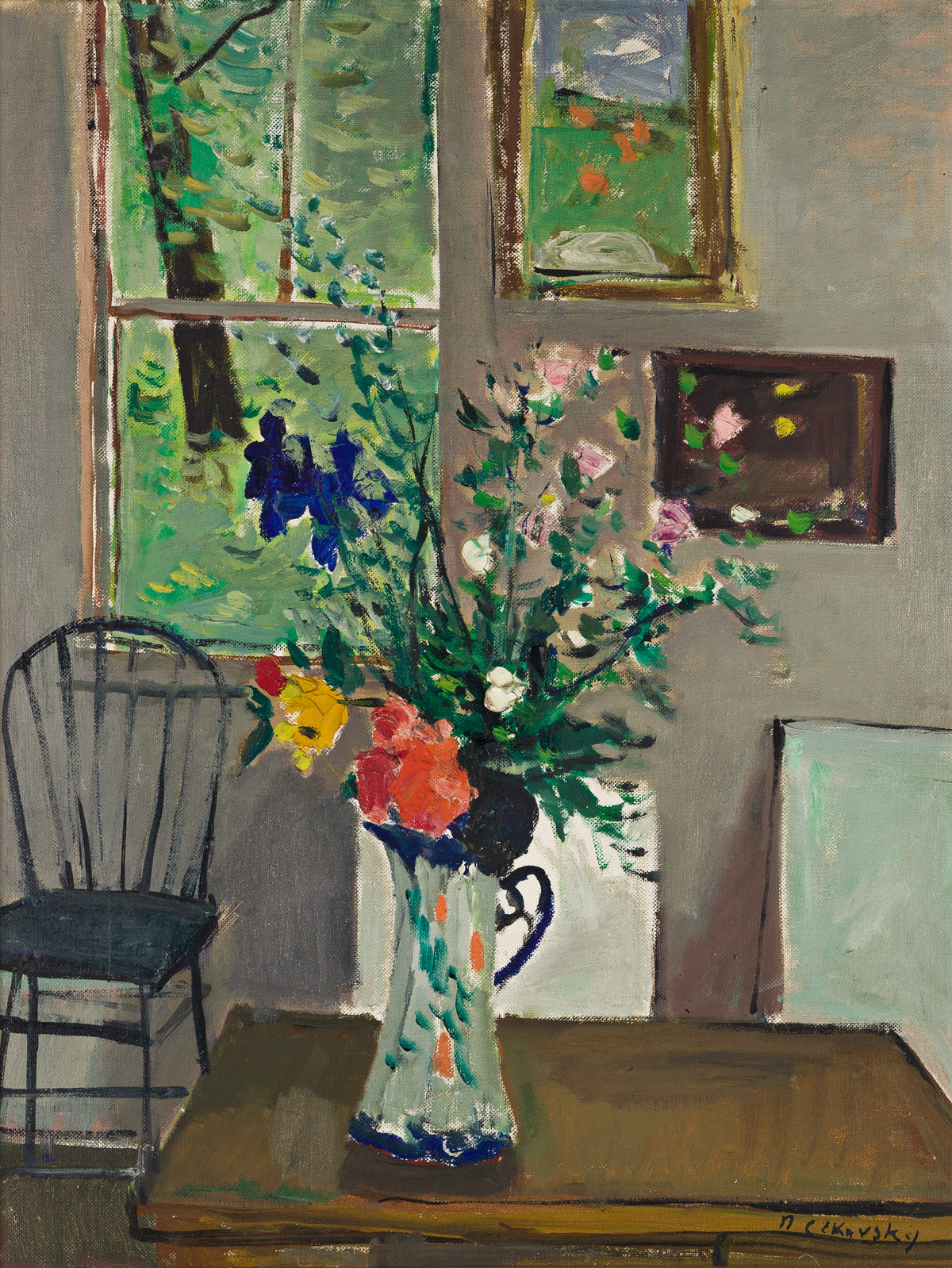 NICOLAI CIKOVSKY (1894-1984) Interior with Flowers.